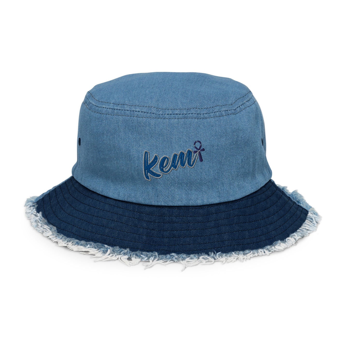 Distressed denim bucket hat