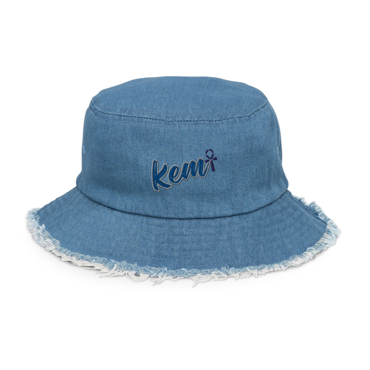 Distressed denim bucket hat