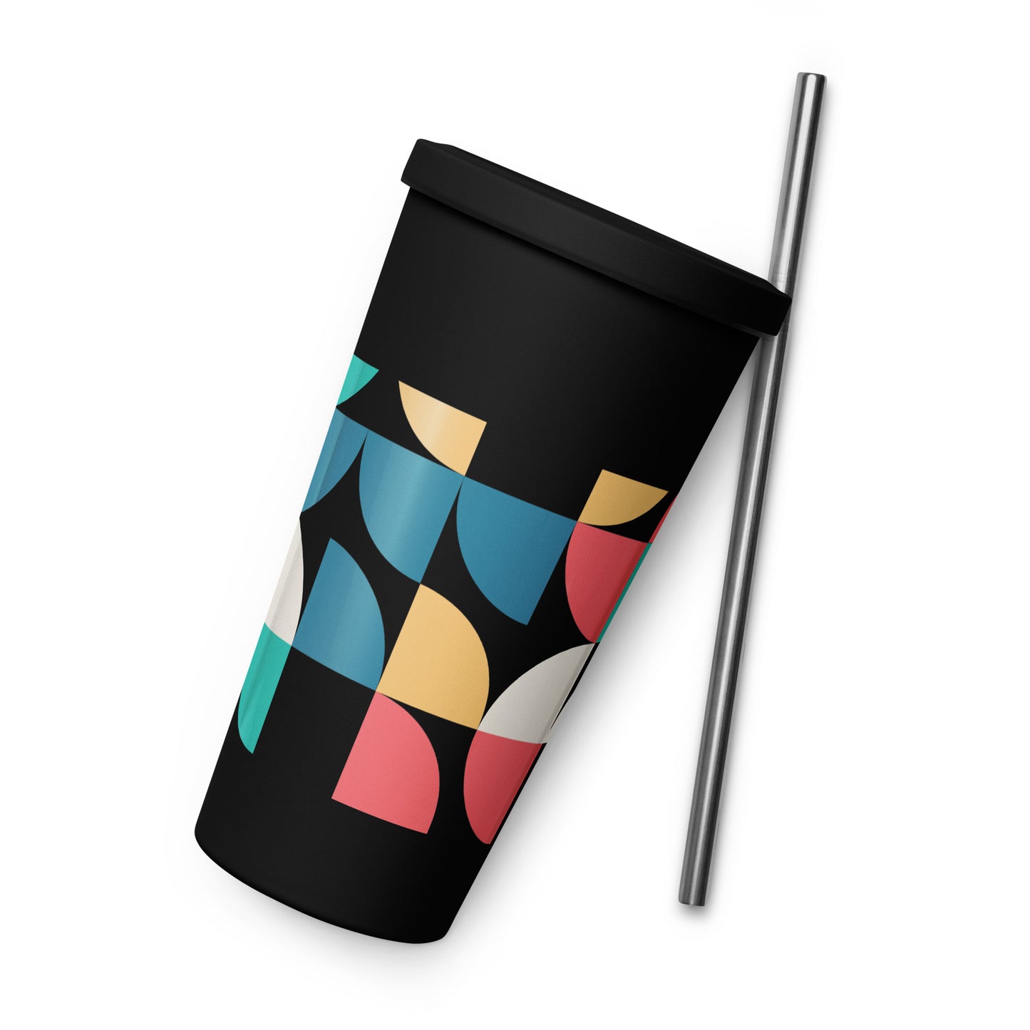 Insulated tumbler with a straw