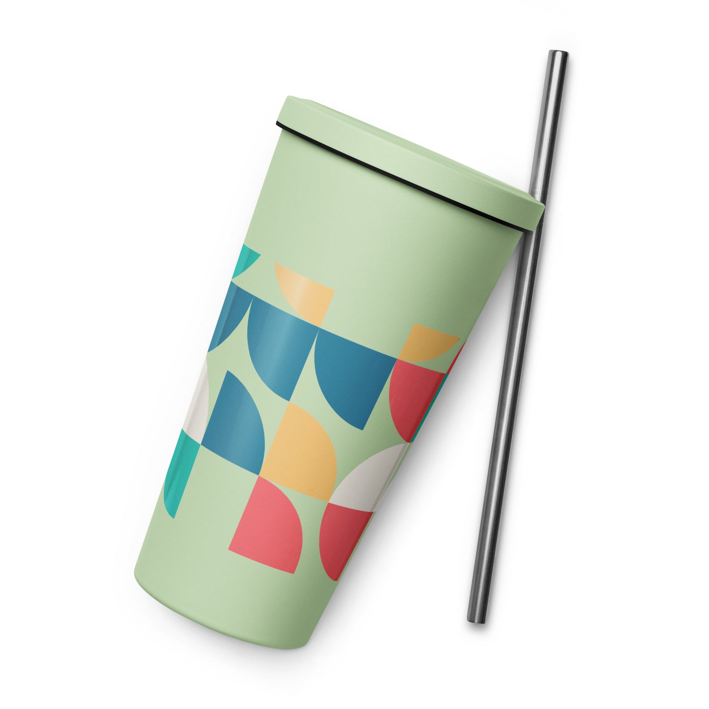 Insulated tumbler with a straw