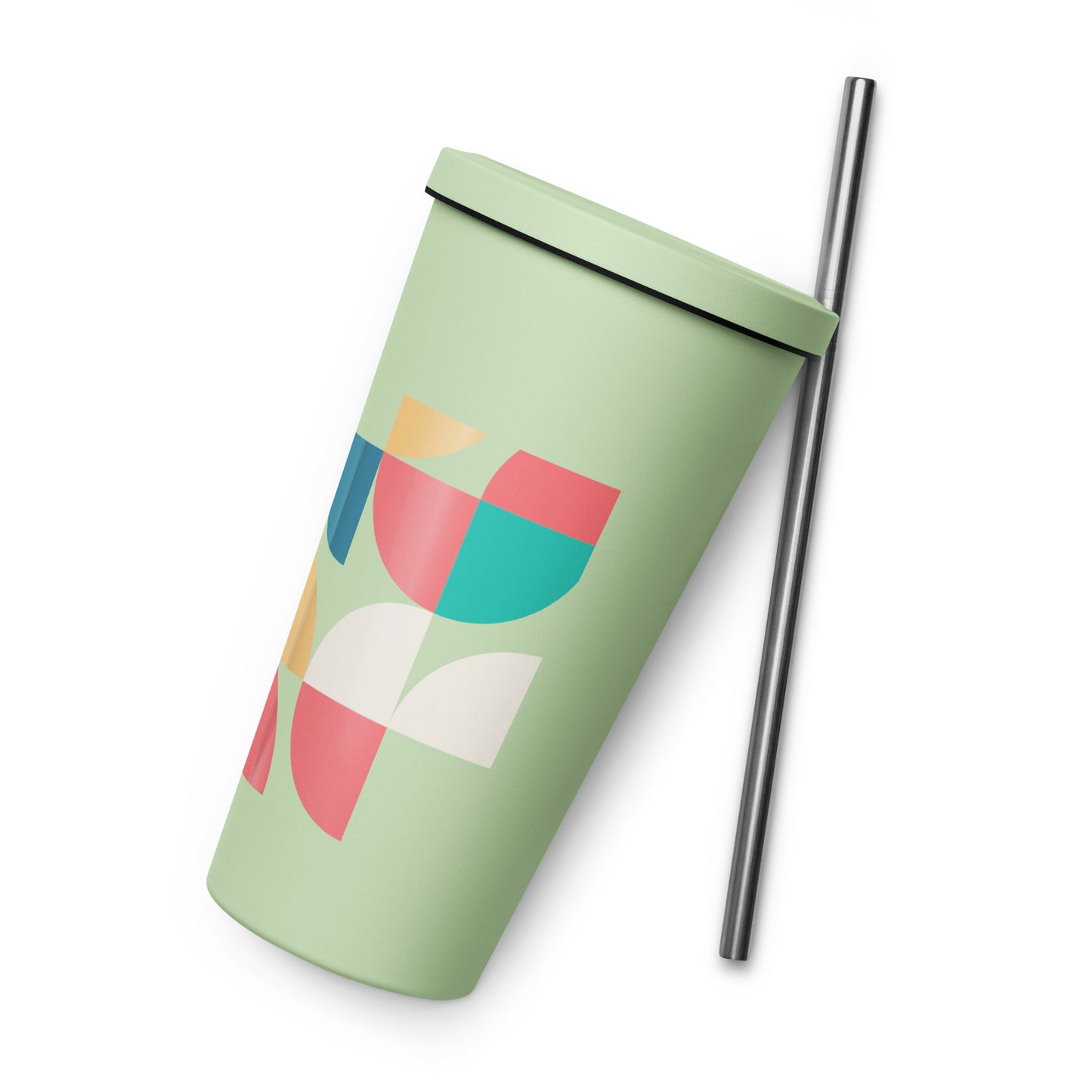 Insulated tumbler with a straw