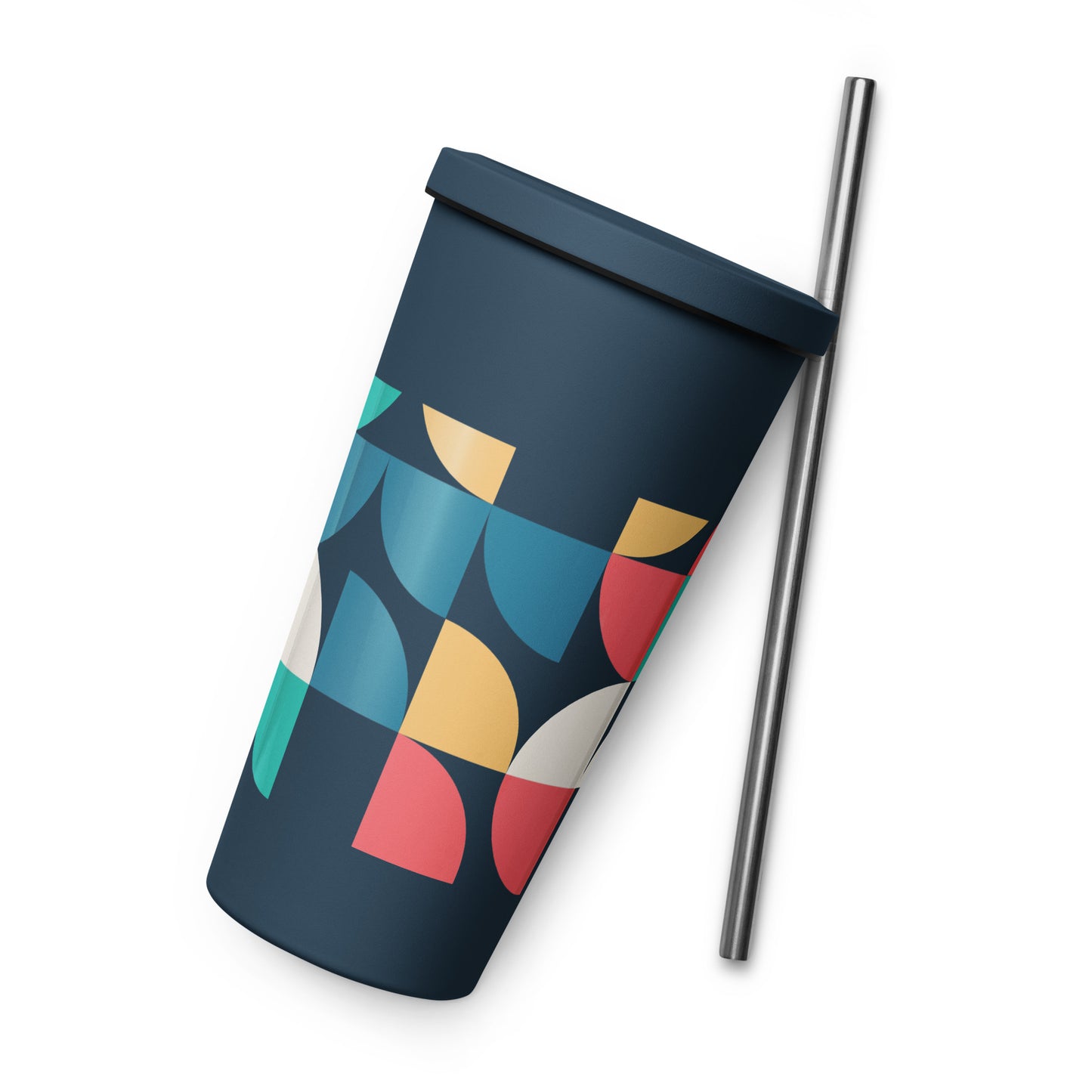 Insulated tumbler with a straw