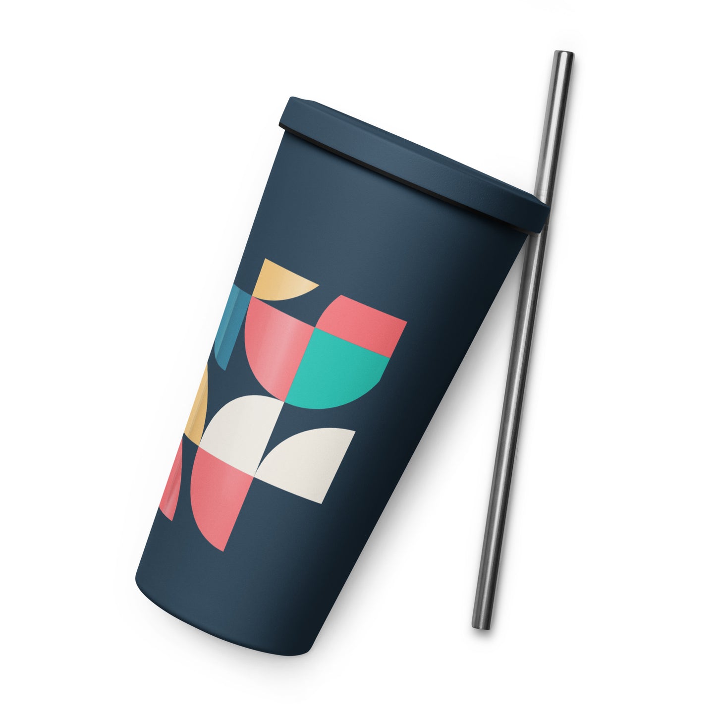 Insulated tumbler with a straw