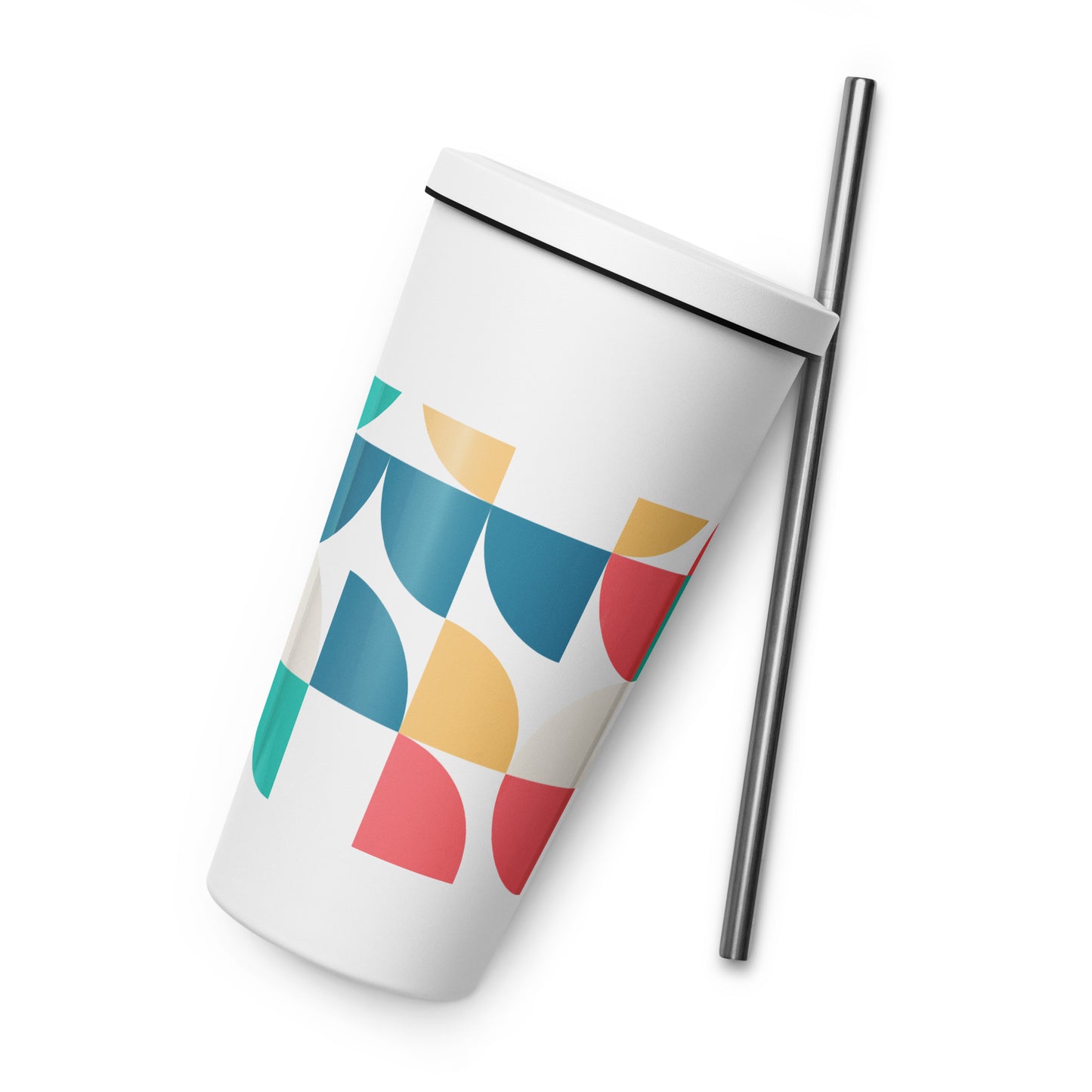 Insulated tumbler with a straw