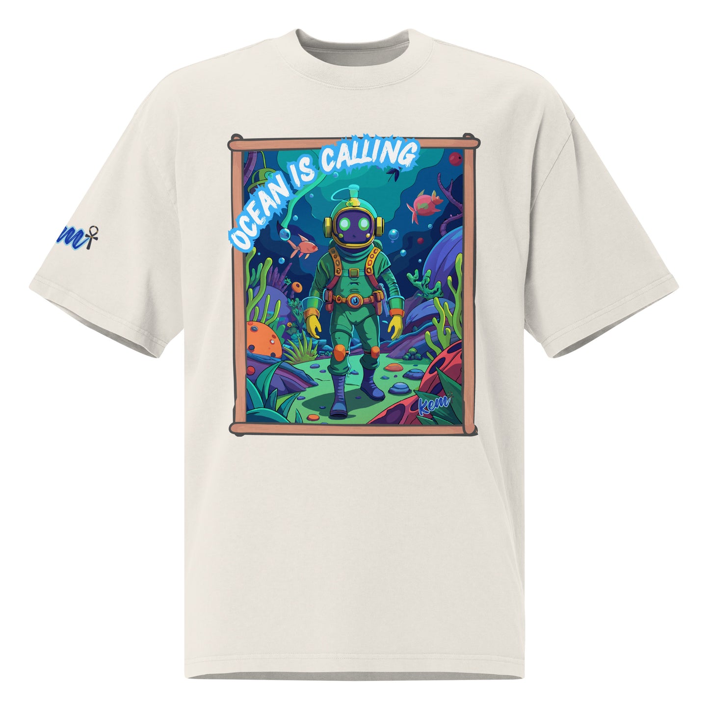 OCEAN IS CALLING Oversized faded t-shirt