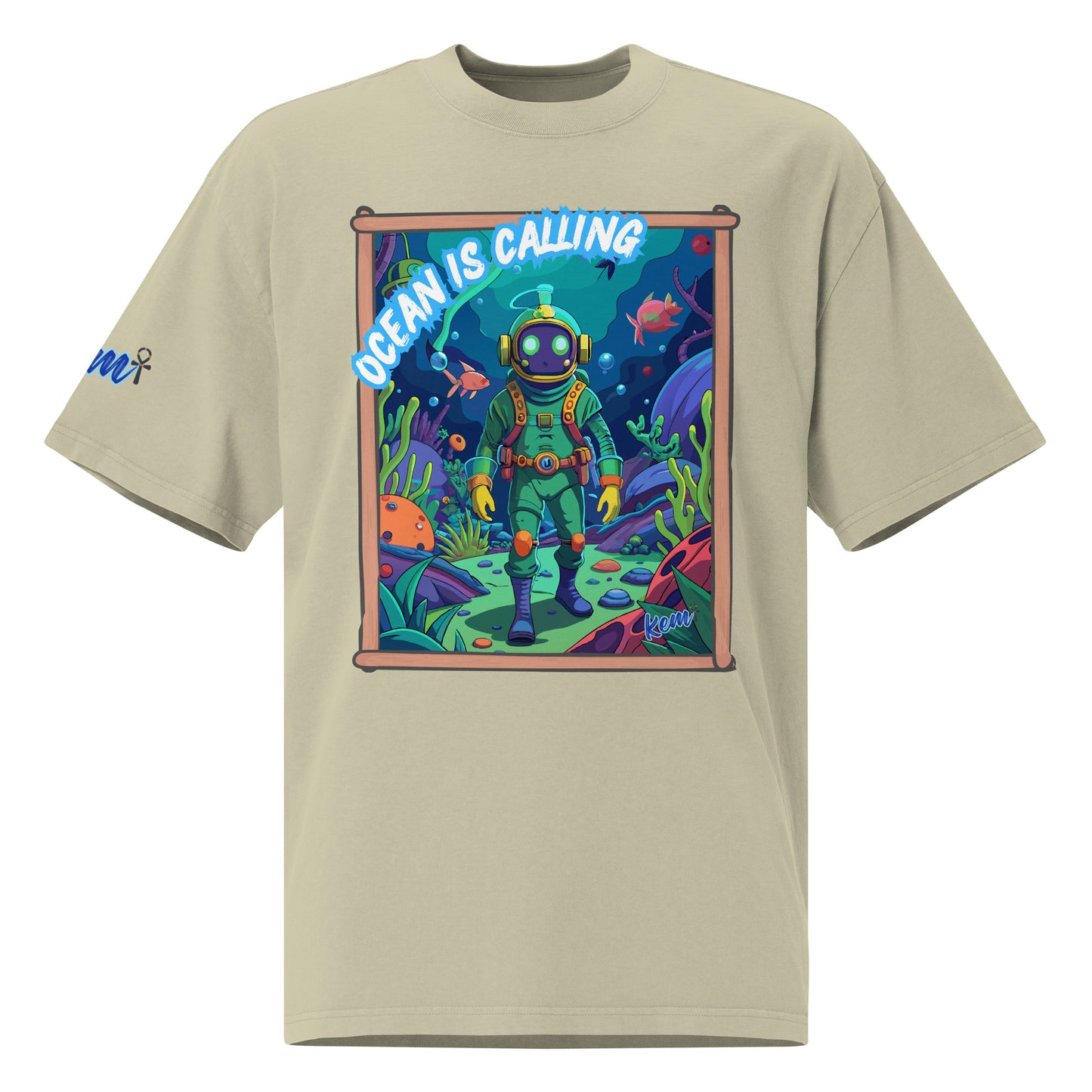 OCEAN IS CALLING Oversized faded t-shirt